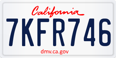 CA license plate 7KFR746