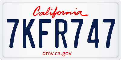 CA license plate 7KFR747