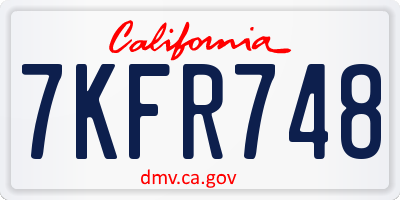 CA license plate 7KFR748