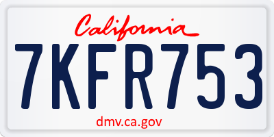 CA license plate 7KFR753
