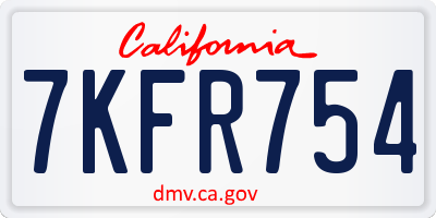 CA license plate 7KFR754