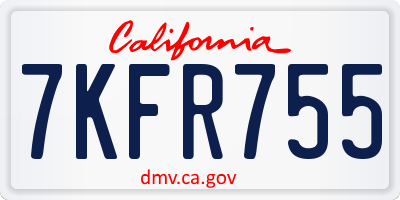 CA license plate 7KFR755