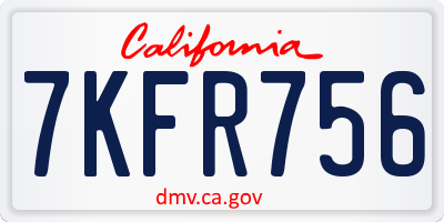 CA license plate 7KFR756