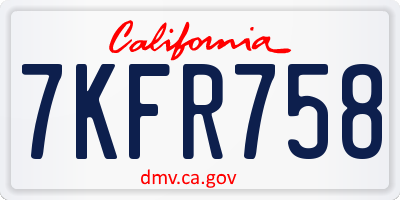 CA license plate 7KFR758