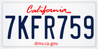 CA license plate 7KFR759