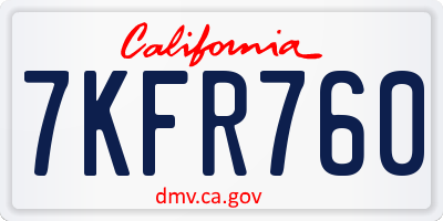 CA license plate 7KFR760