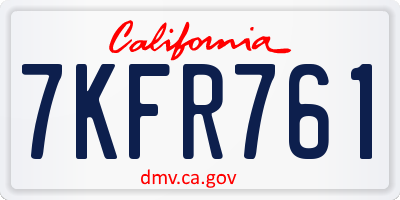 CA license plate 7KFR761