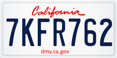 CA license plate 7KFR762