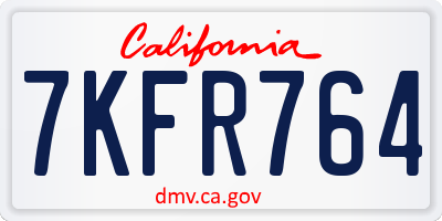 CA license plate 7KFR764