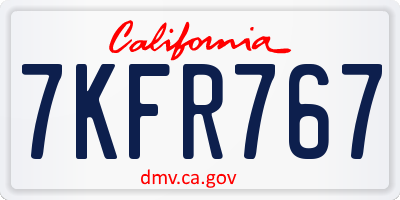CA license plate 7KFR767