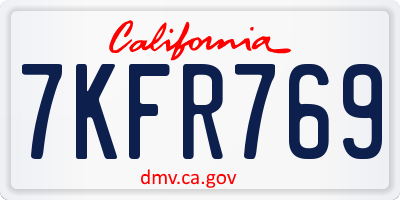 CA license plate 7KFR769