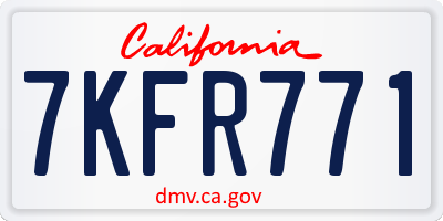 CA license plate 7KFR771