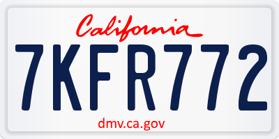 CA license plate 7KFR772