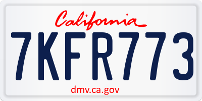 CA license plate 7KFR773
