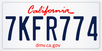 CA license plate 7KFR774