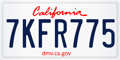 CA license plate 7KFR775