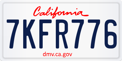 CA license plate 7KFR776