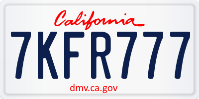 CA license plate 7KFR777