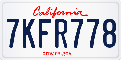 CA license plate 7KFR778