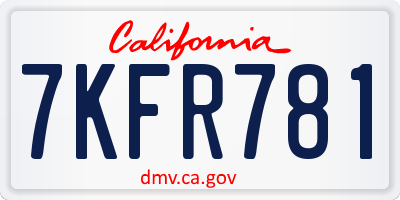 CA license plate 7KFR781