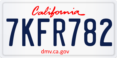 CA license plate 7KFR782