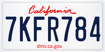 CA license plate 7KFR784