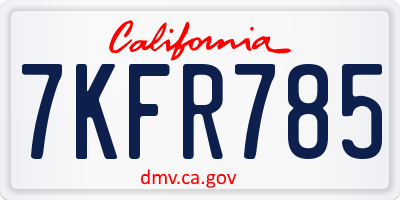 CA license plate 7KFR785