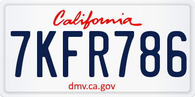 CA license plate 7KFR786