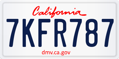 CA license plate 7KFR787