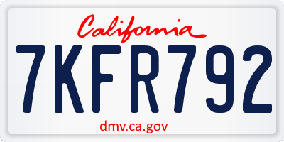 CA license plate 7KFR792