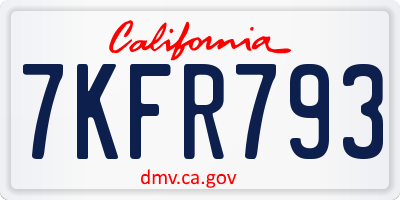 CA license plate 7KFR793
