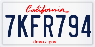 CA license plate 7KFR794