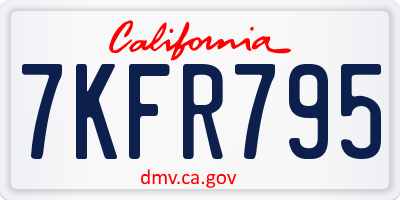 CA license plate 7KFR795