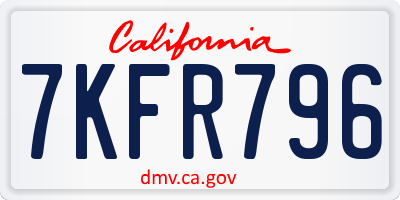 CA license plate 7KFR796