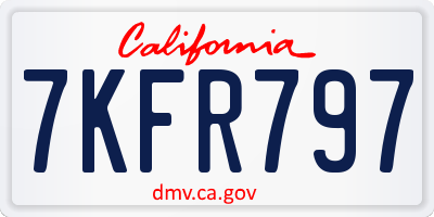 CA license plate 7KFR797