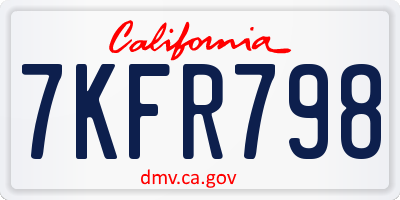 CA license plate 7KFR798