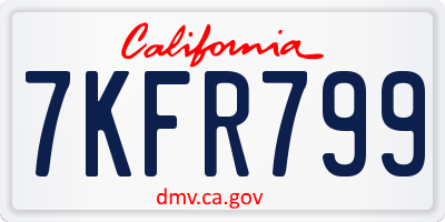 CA license plate 7KFR799