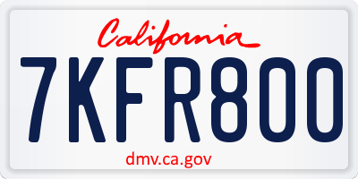 CA license plate 7KFR800