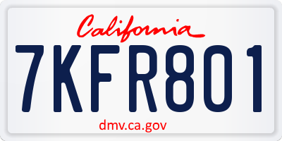 CA license plate 7KFR801