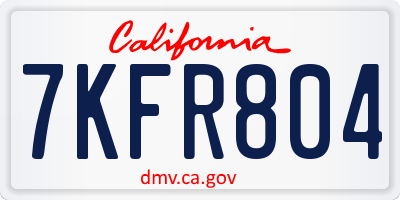 CA license plate 7KFR804