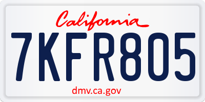 CA license plate 7KFR805