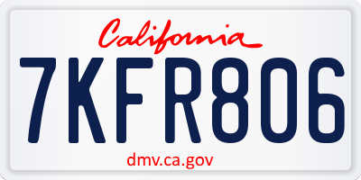 CA license plate 7KFR806