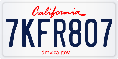 CA license plate 7KFR807