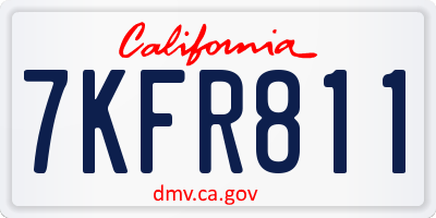 CA license plate 7KFR811