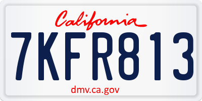CA license plate 7KFR813