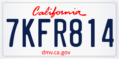 CA license plate 7KFR814