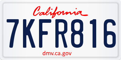 CA license plate 7KFR816