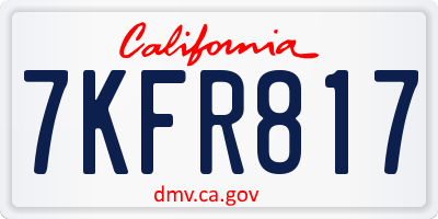 CA license plate 7KFR817