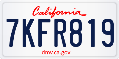 CA license plate 7KFR819
