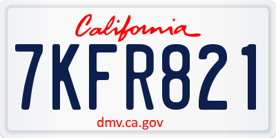 CA license plate 7KFR821